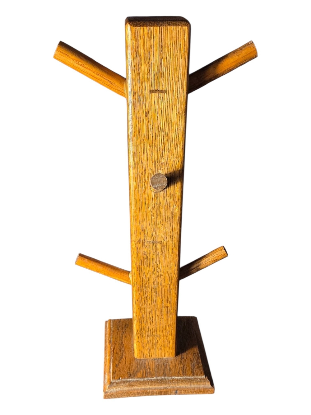 Vintage Wooden Jewelry Tree Stand in Warm Oak